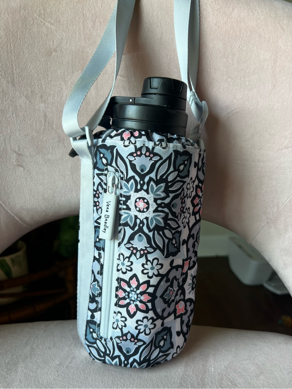 Vera Bradley Lisbon Medallion Water Bottle Crossbody with Zipper Pocket